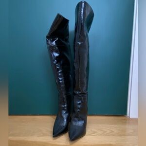 Vince Camuto Shiny Black Wide Calf Over-the-Knee Boots